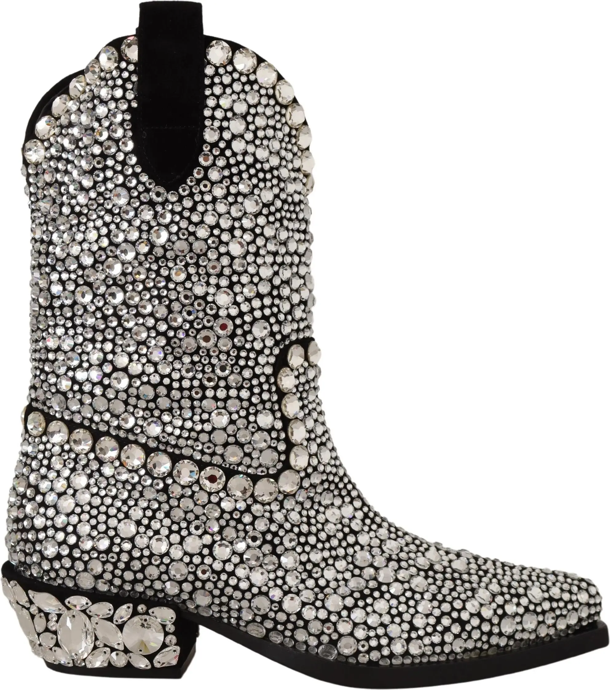 Boots Dolce & Gabbana Black Suede Strass Crystal Cowgirl Boots