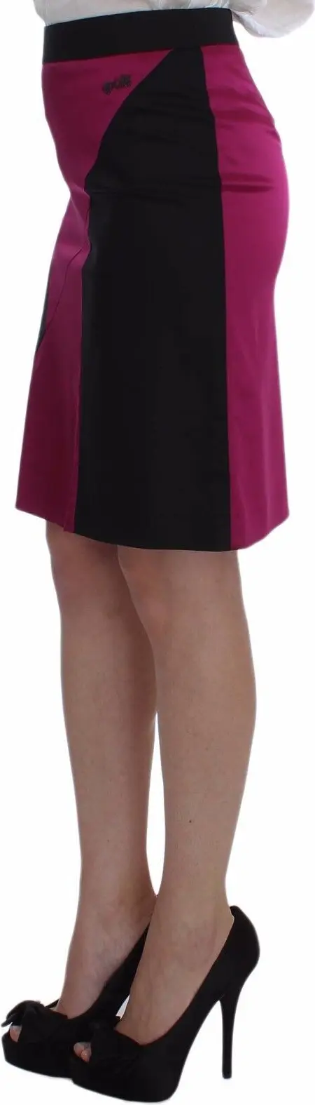 Skirt Exte Pink Black Above Knees Cotton Stretch