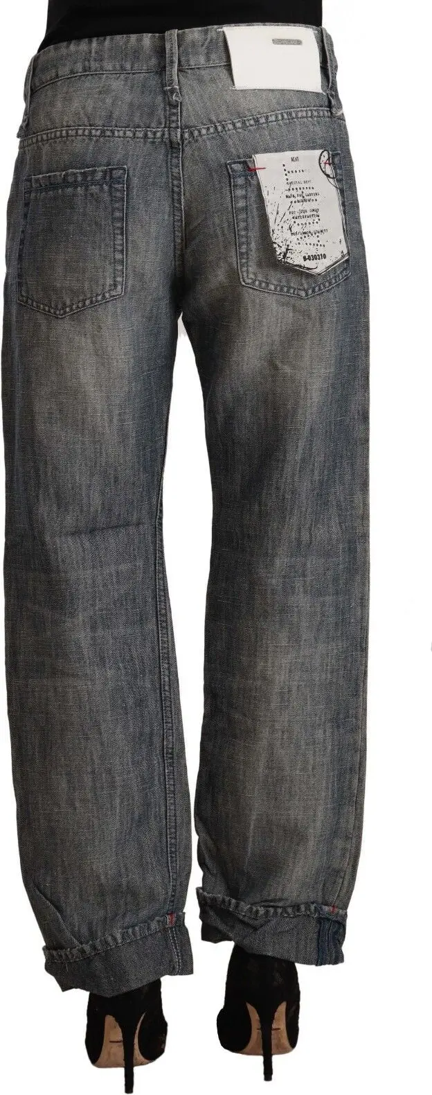 Джинсы Yacht Gray Washed Ramie Прямые Деним С Отворотом