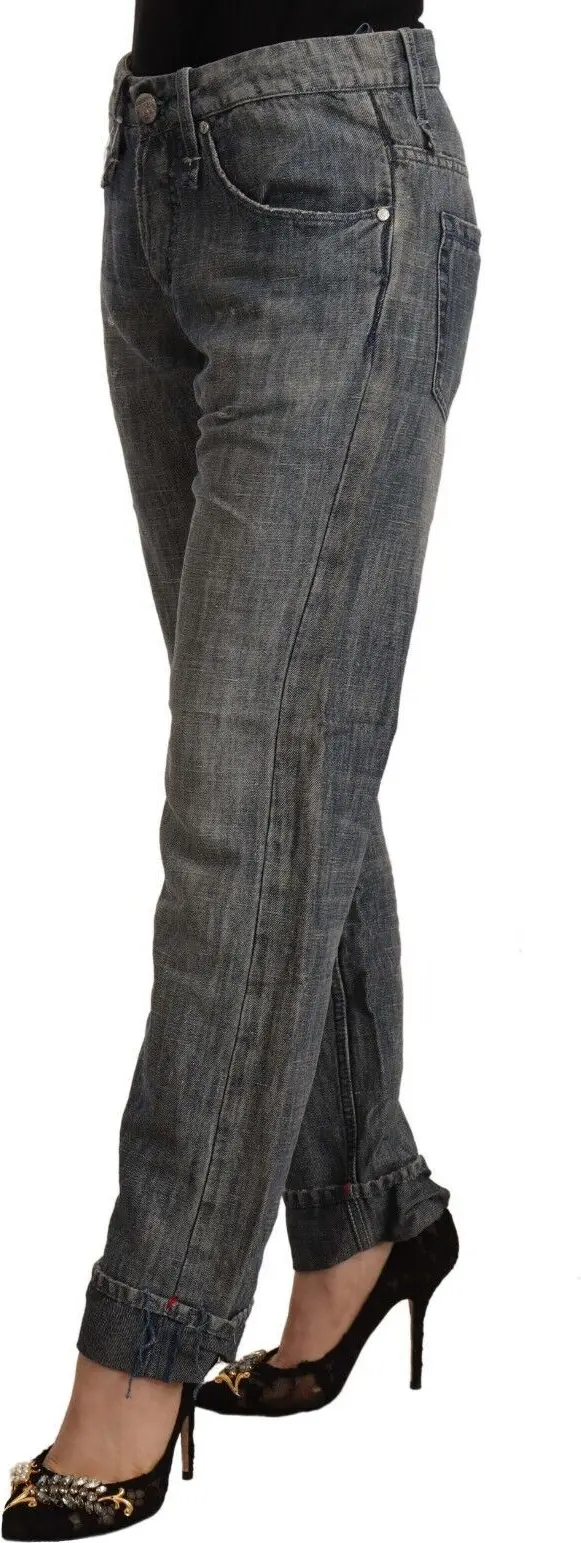 Джинсы Yacht Gray Washed Ramie Прямые Деним С Отворотом