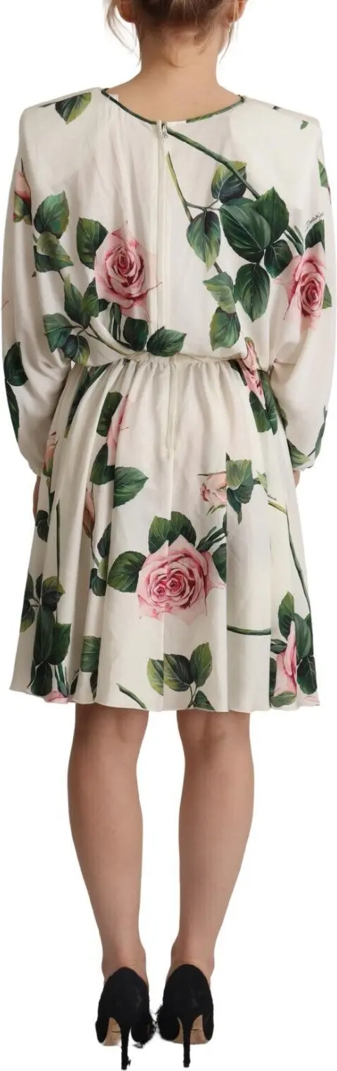 Dolce & Gabbana ko'ylagi Oq gul bosma Uzoq yengli A-qatorli ko'ylak