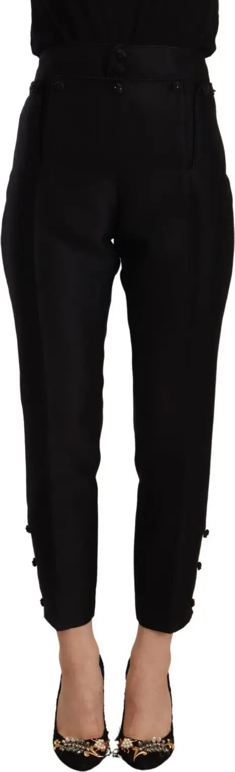 Trousers Dsquared2 Black Wool High Waist Skinny Women Pants