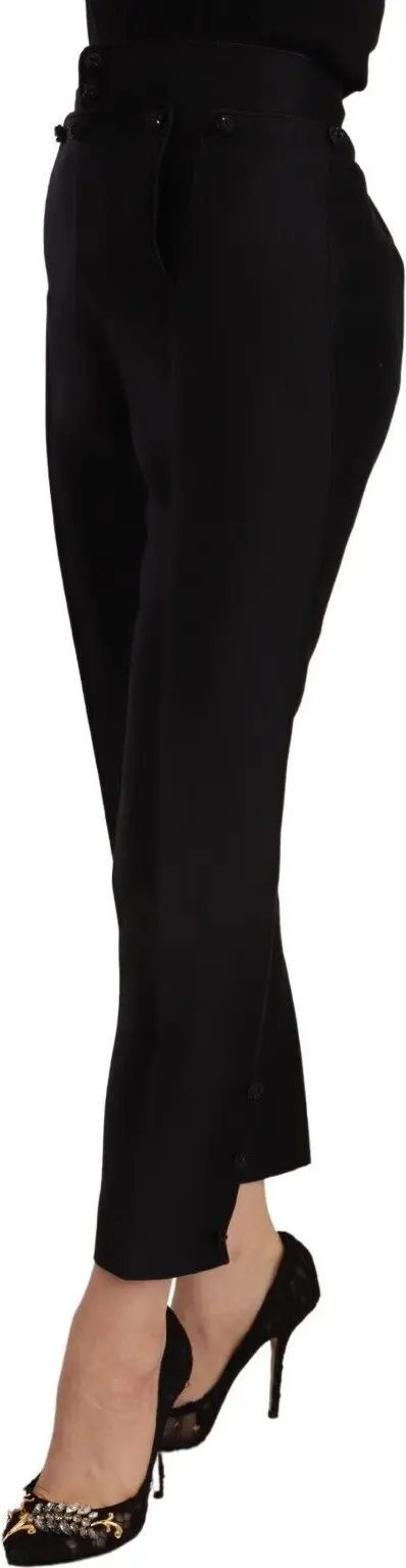 Trousers Dsquared2 Black Wool High Waist Skinny Women Pants