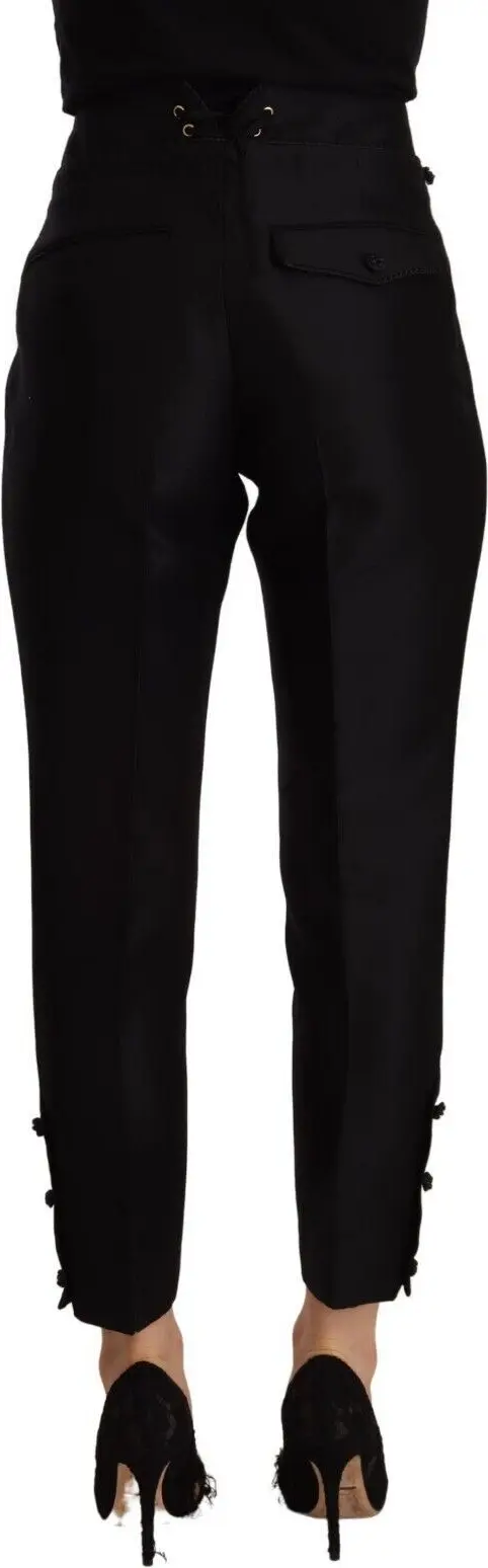 Trousers Dsquared2 Black Wool High Waist Skinny Women Pants