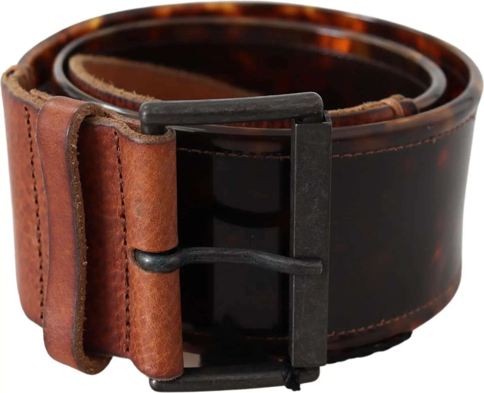 Belt Ermanno Scervino Dark Brown Leather Wide Buckle Belt