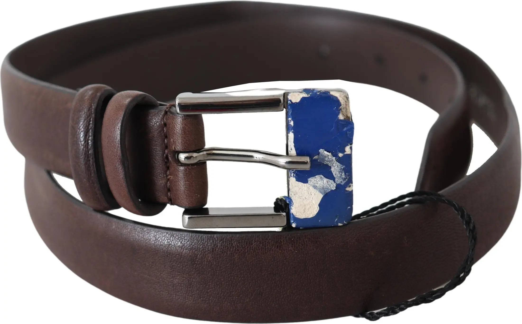 Belt Costume National Elegant Brown Leather Classic Belt with Silver-Tone Buckle
