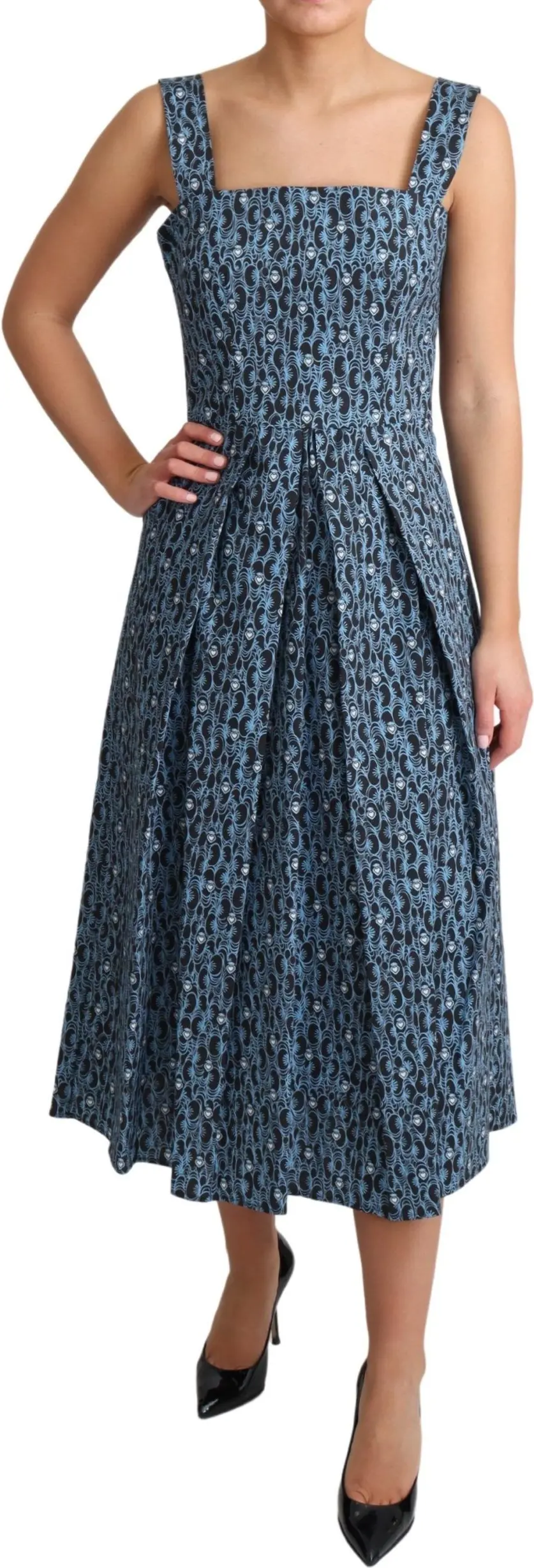Dress Dolce & Gabbana Blue Heart Cotton A-Line Stretch