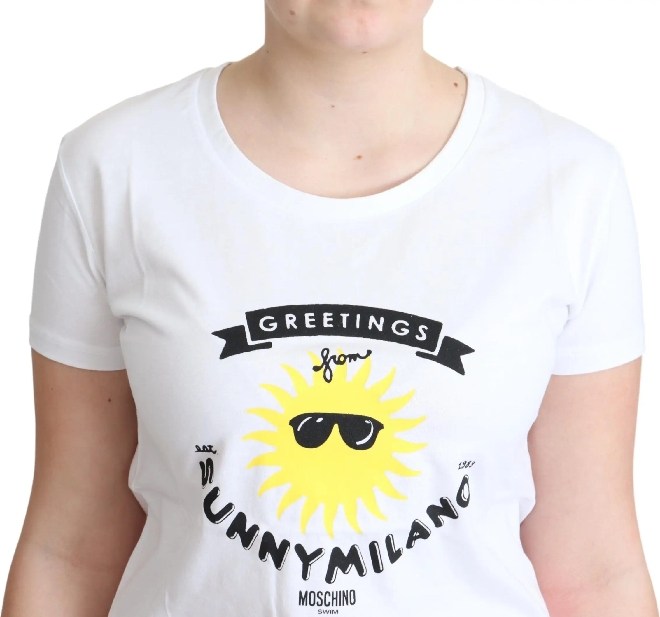 T-shirt Moschino White Cotton Sunny Milano Print