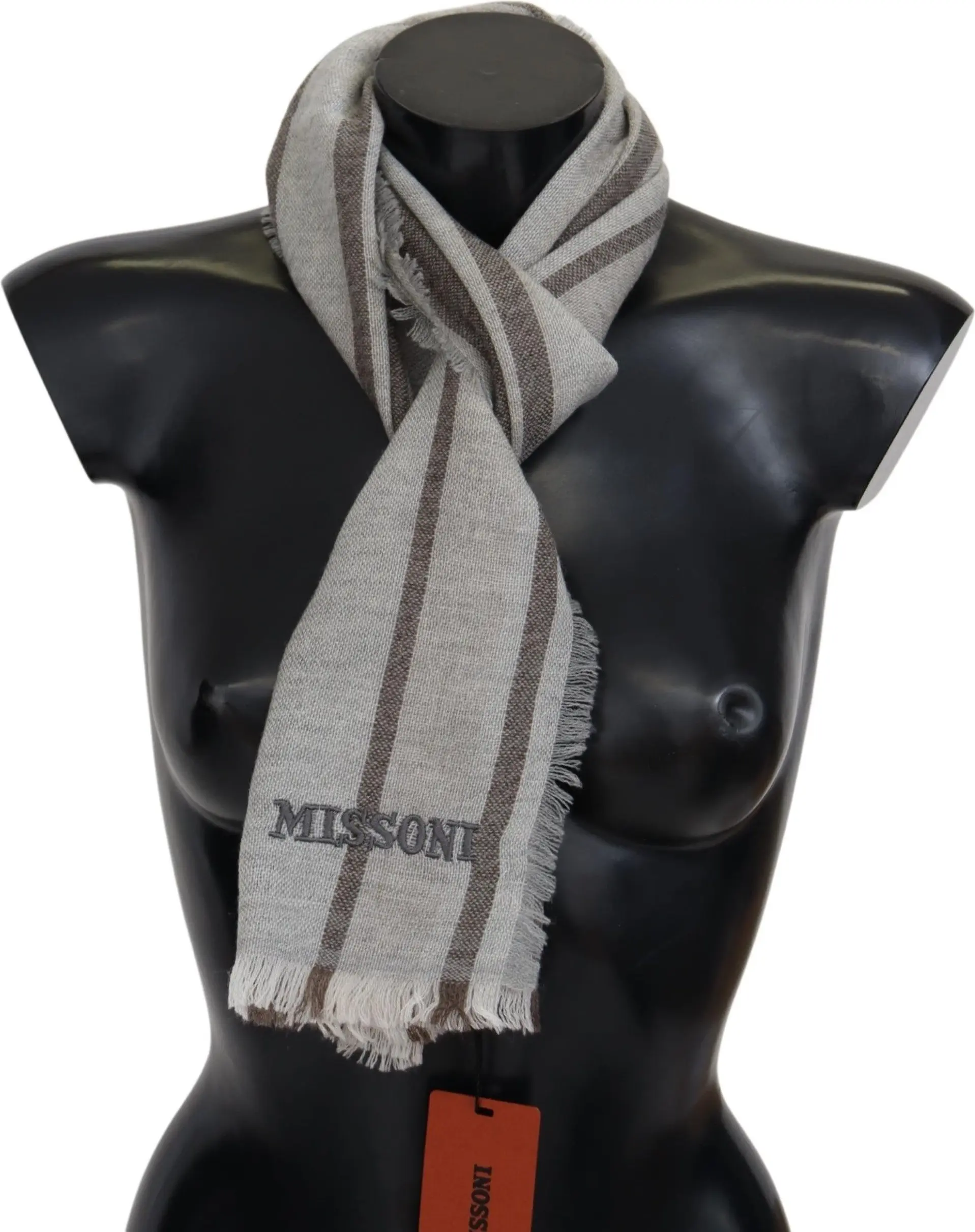 Scarf Missoni Multicolor Wool Stripe Fringe Scarf