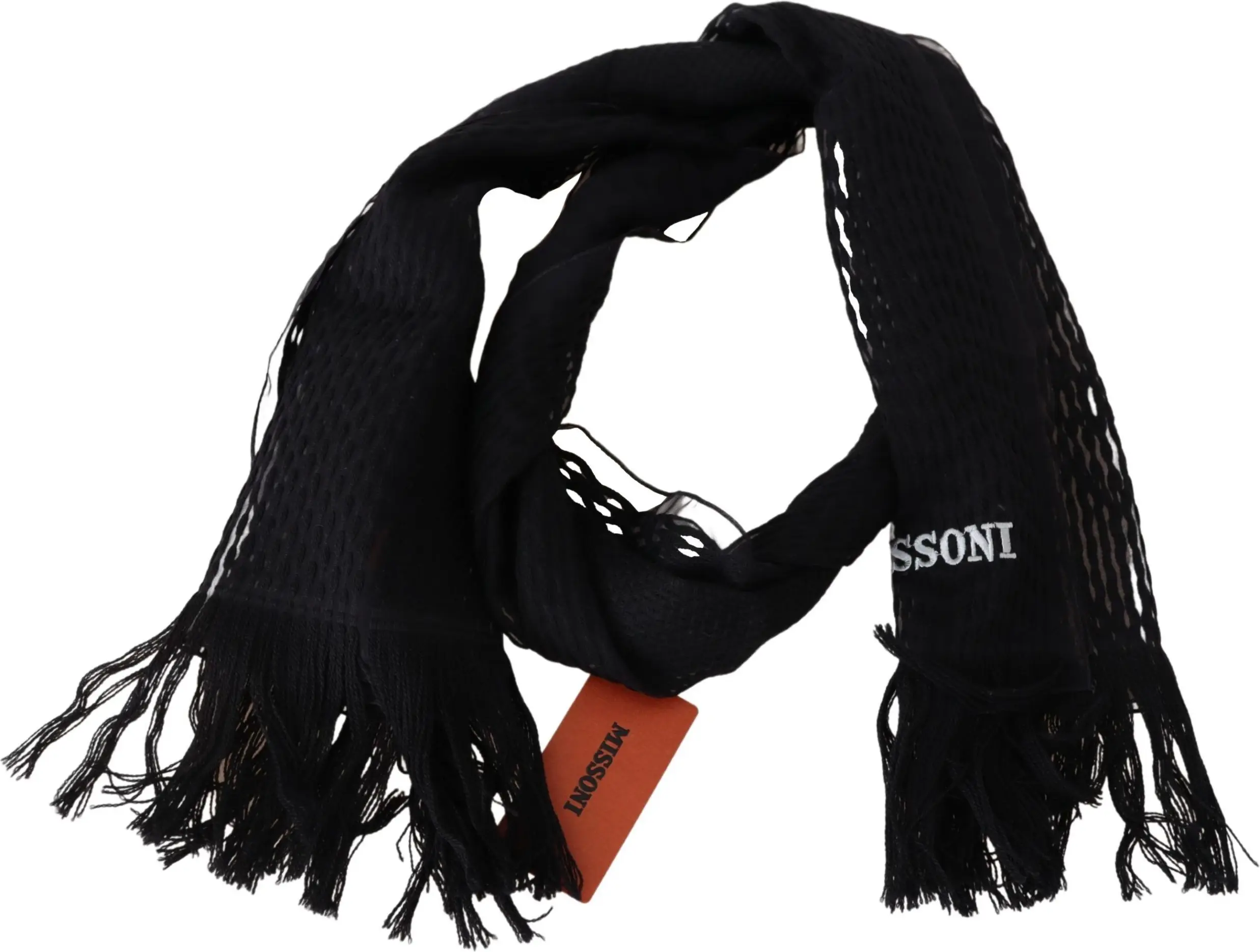 Scarf Missoni Elegant Wool Silk Unisex Black Scarf