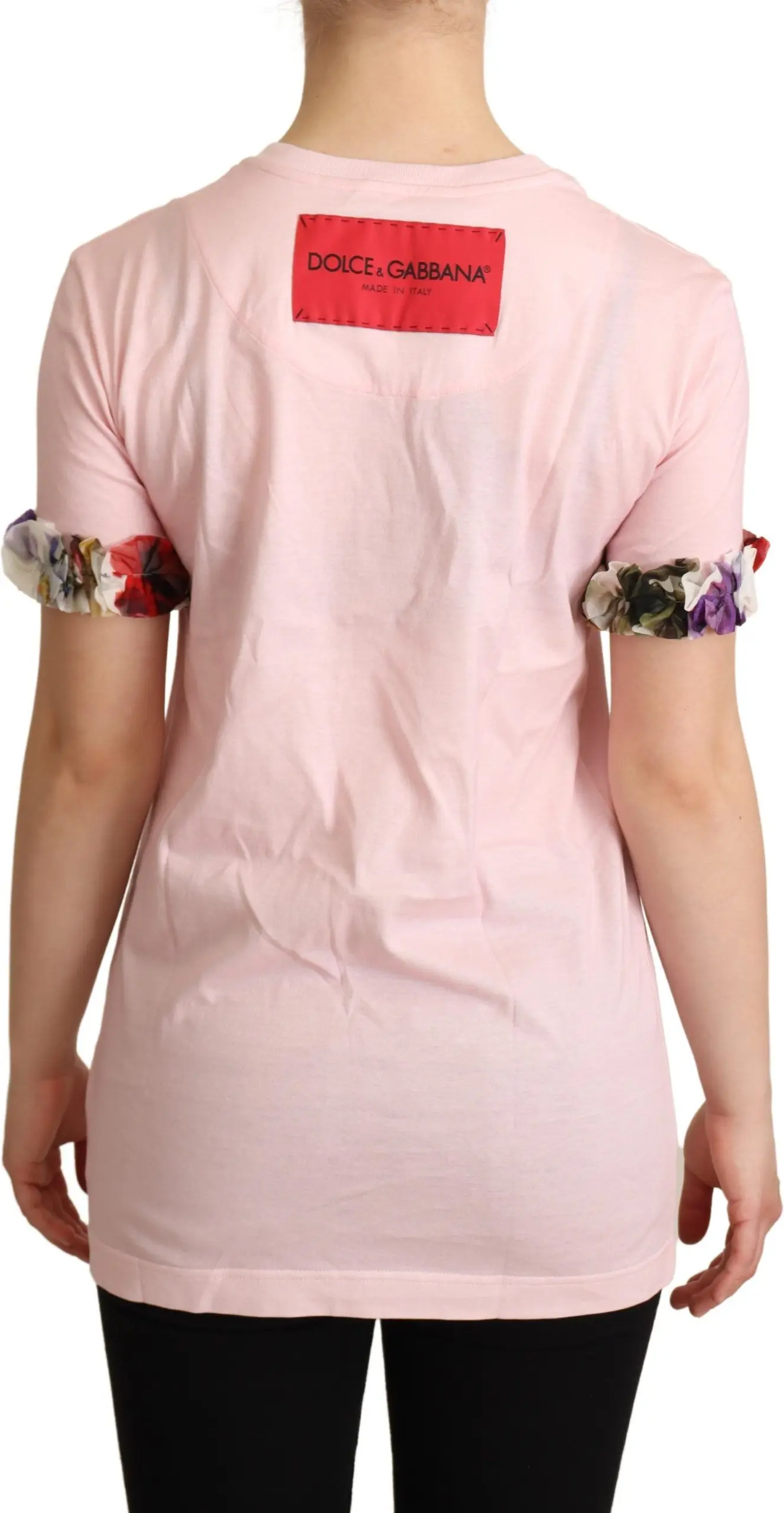 Dolce & Gabbana dan Pushut, To'q Pink Paxta Gullar Gul Roz Bo'yin