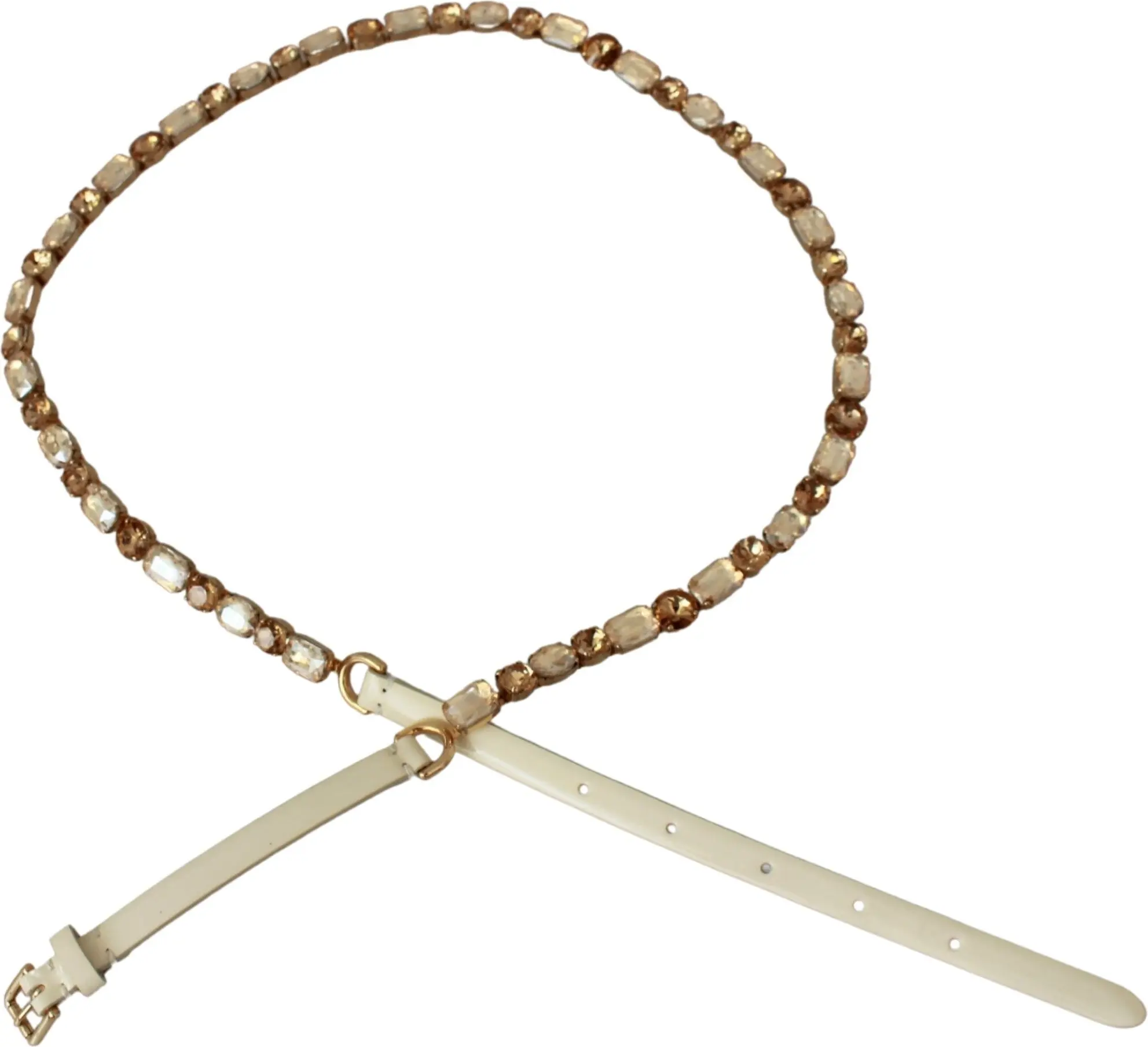 Ремень Dolce & Gabbana Белая Кожа Кристаллы