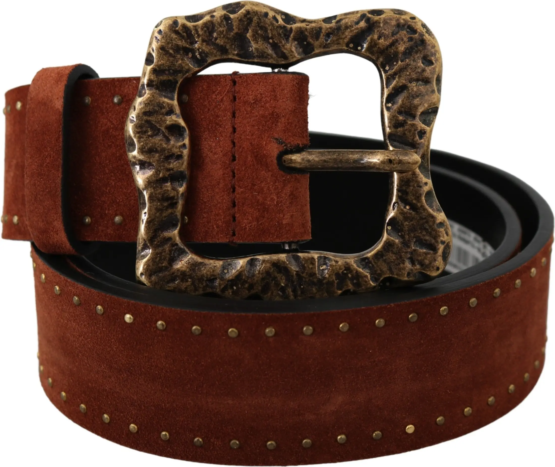 Belt Dolce & Gabbana Elegant Suede Leather Belt with Gold Studs