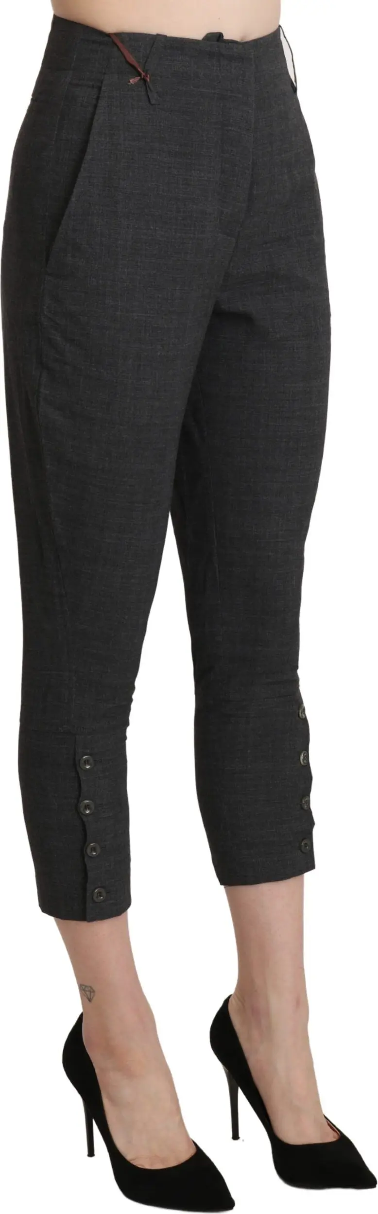 Ermanno Scervino Gray Kengay Yuqori Bel Capri Shim