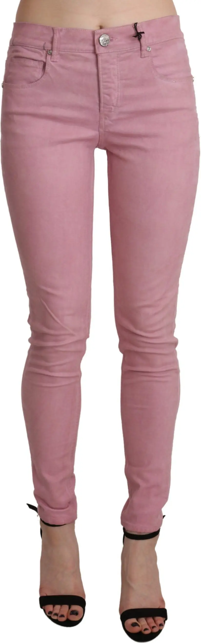 Pink Mid Waist Skinny Stretch Denim Pant by Yacht
