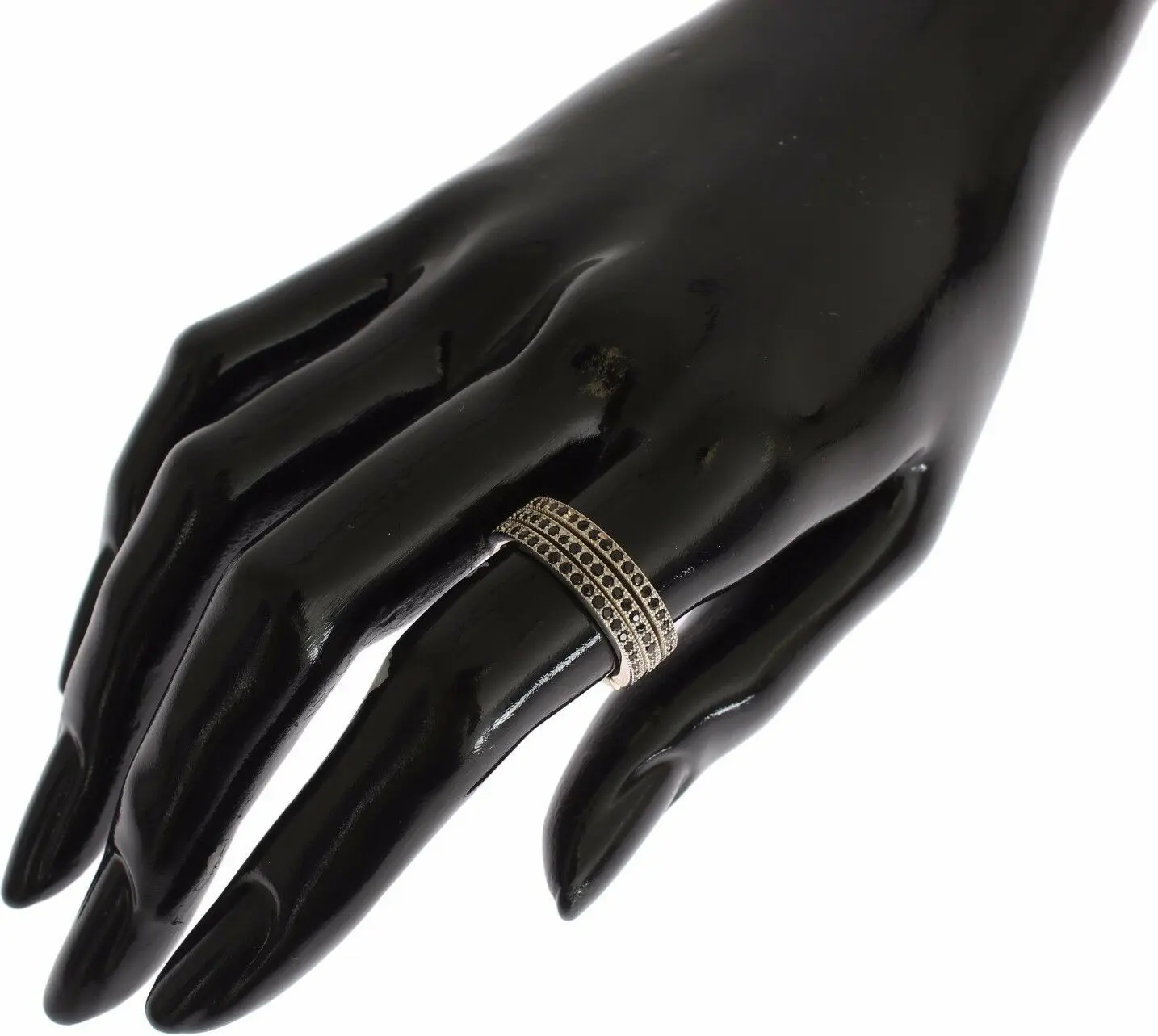Кольцо Nialaya Jewelry Черный цирконий 925 Стерлинговое серебро Женское