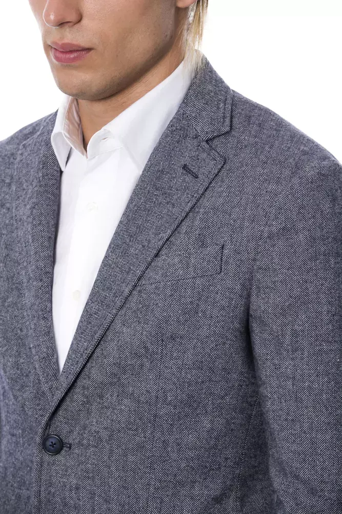 Blue Polyester Blazer by Verri