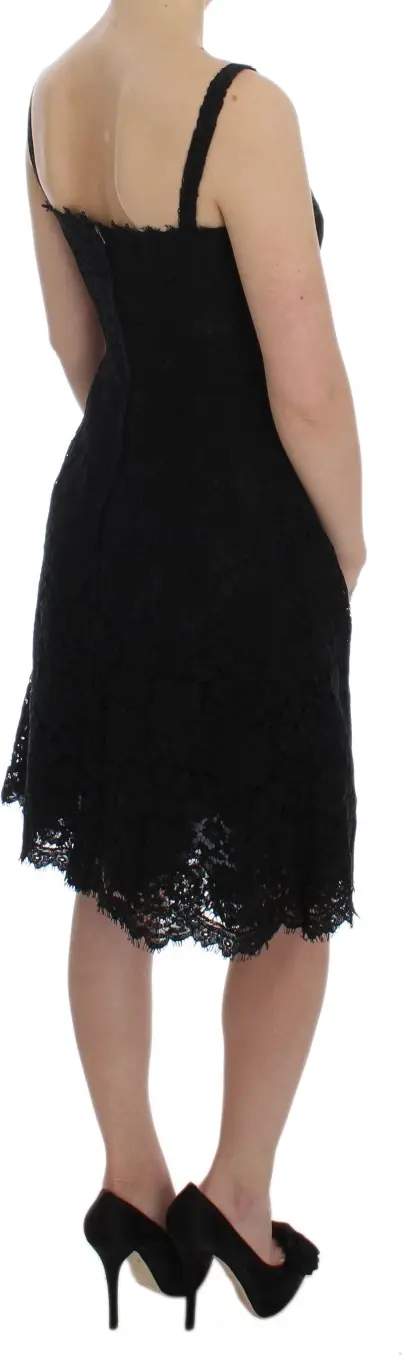Dolce & Gabbana Black Floral Lace Shift Koʻylagi