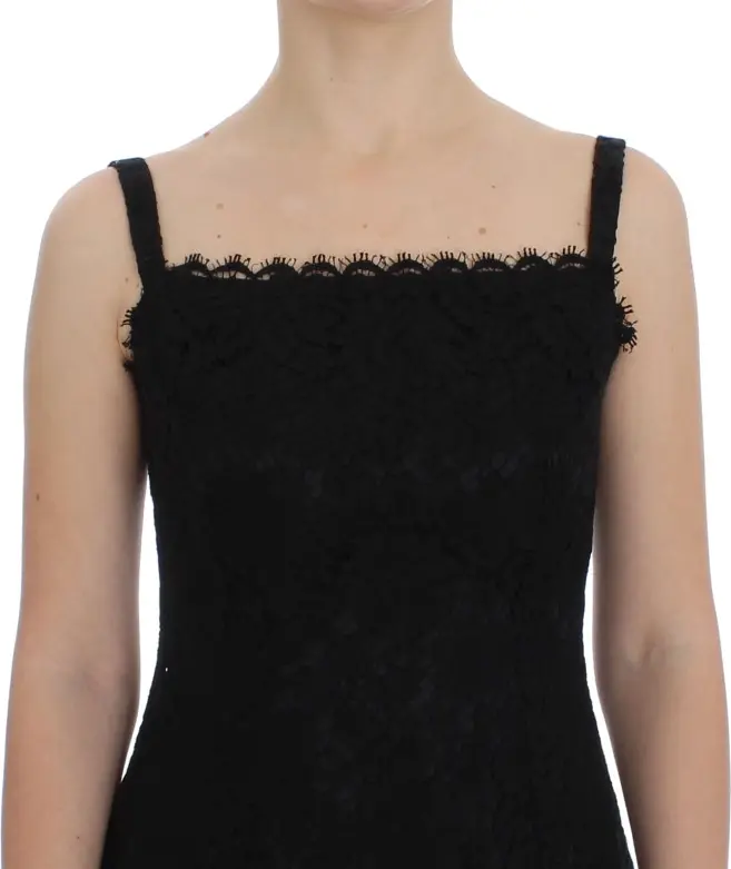 Dolce & Gabbana Black Floral Lace Shift Koʻylagi