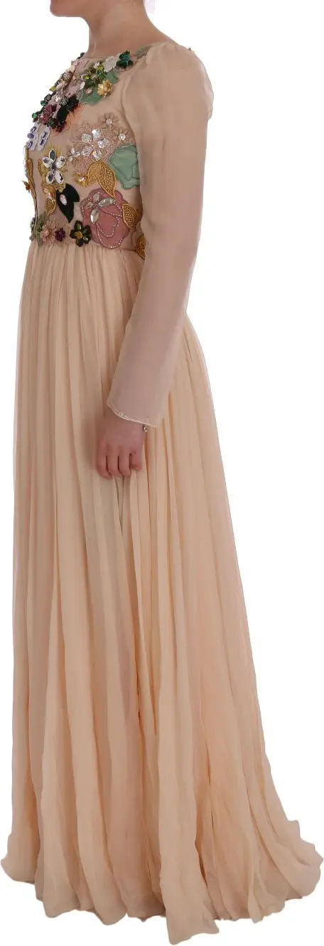 Maxi ko'ylak Dolce & Gabbana Pink ipak gul bosma Kristall