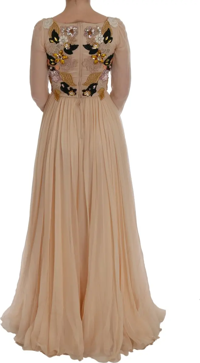 Maxi ko'ylak Dolce & Gabbana Pink ipak gul bosma Kristall