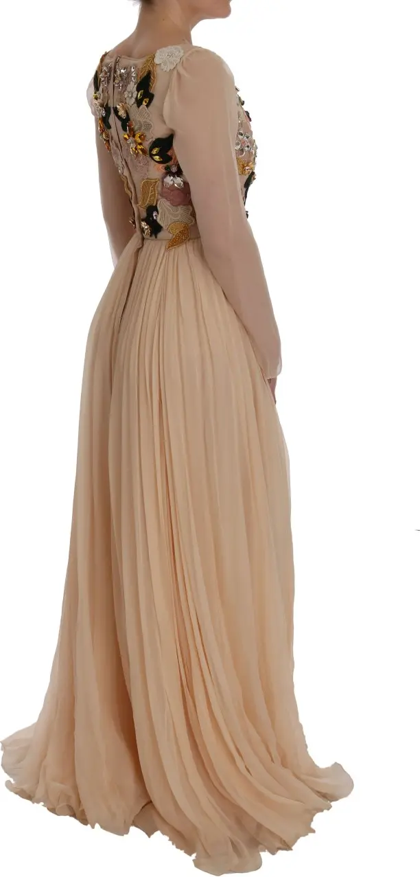 Maxi ko'ylak Dolce & Gabbana Pink ipak gul bosma Kristall