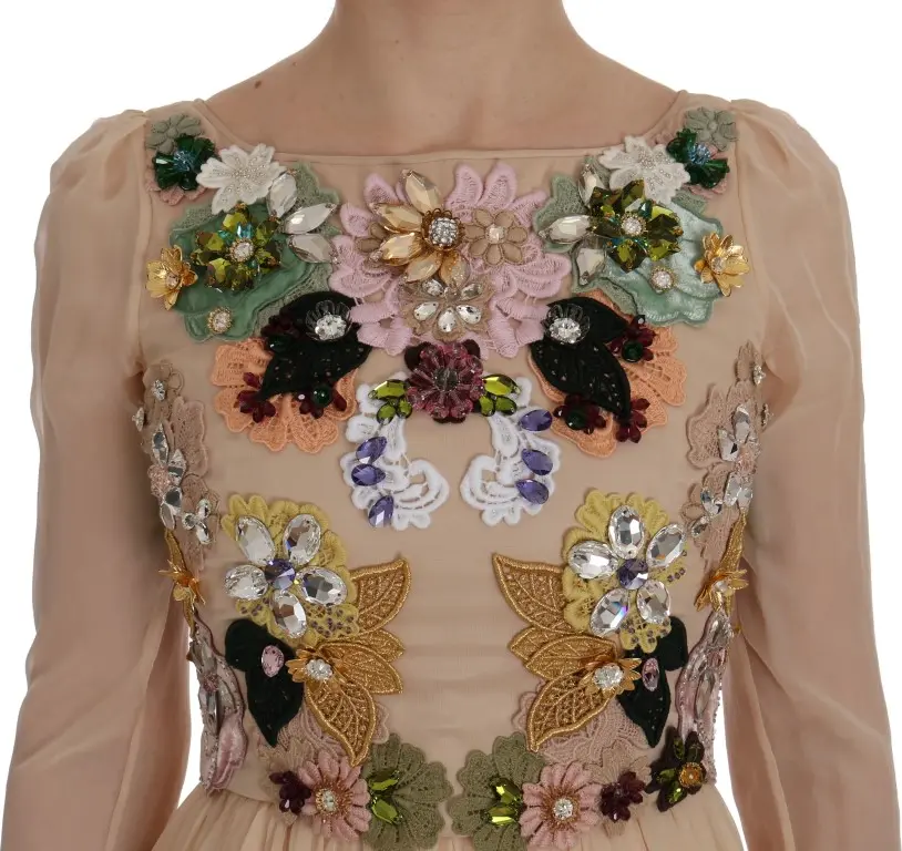 Maxi ko'ylak Dolce & Gabbana Pink ipak gul bosma Kristall