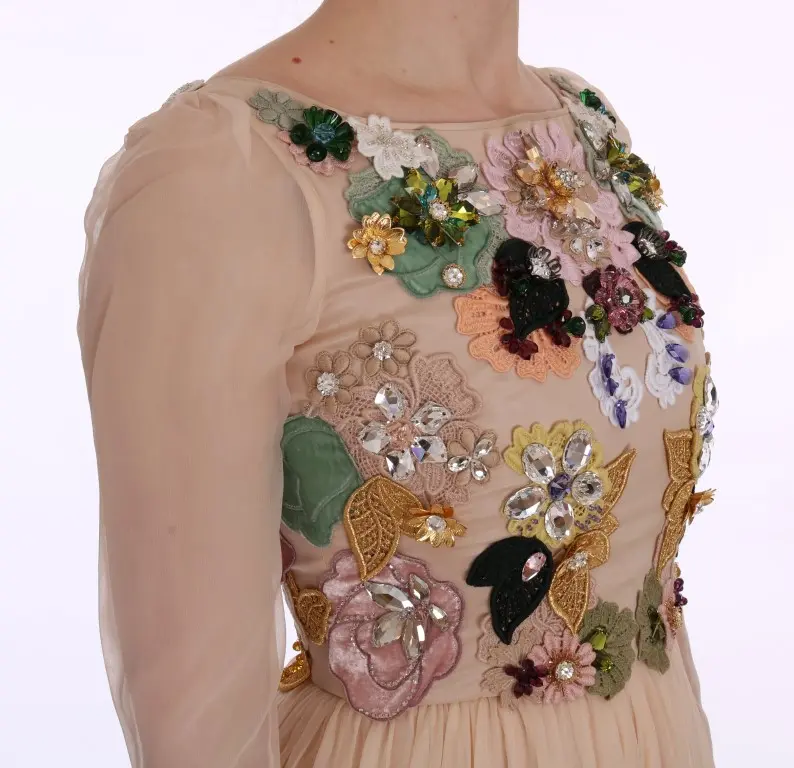Maxi ko'ylak Dolce & Gabbana Pink ipak gul bosma Kristall