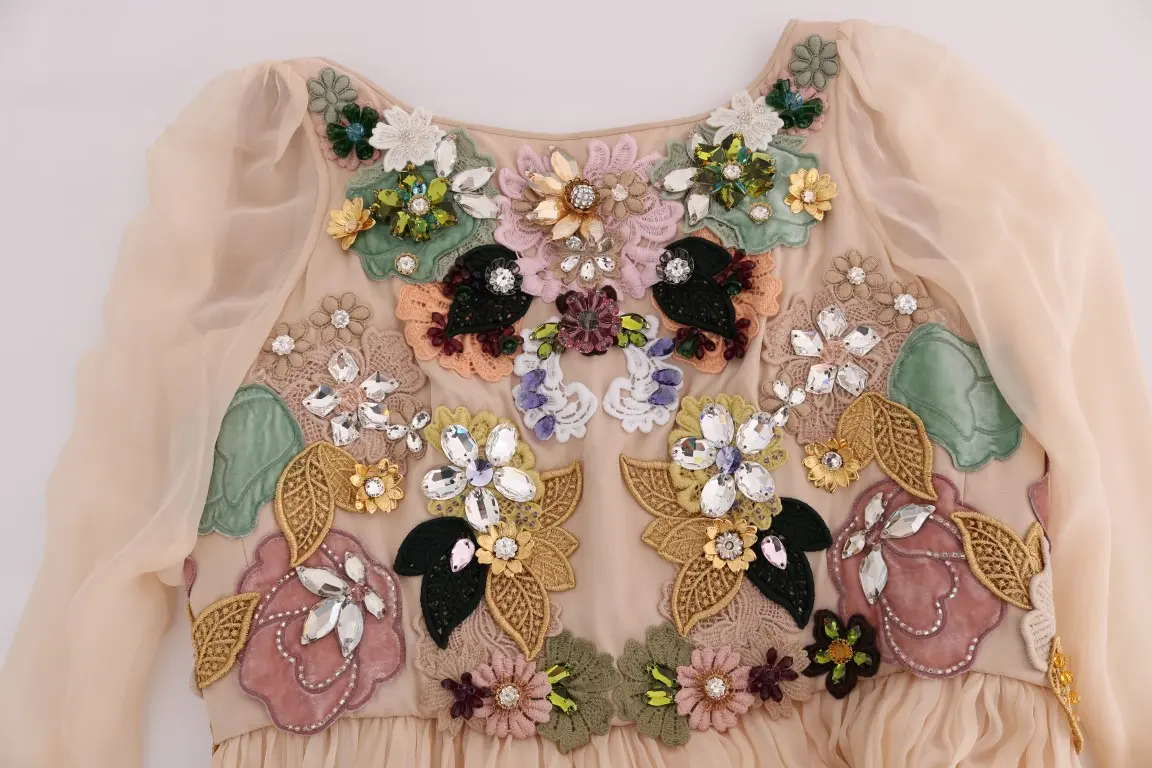 Maxi ko'ylak Dolce & Gabbana Pink ipak gul bosma Kristall