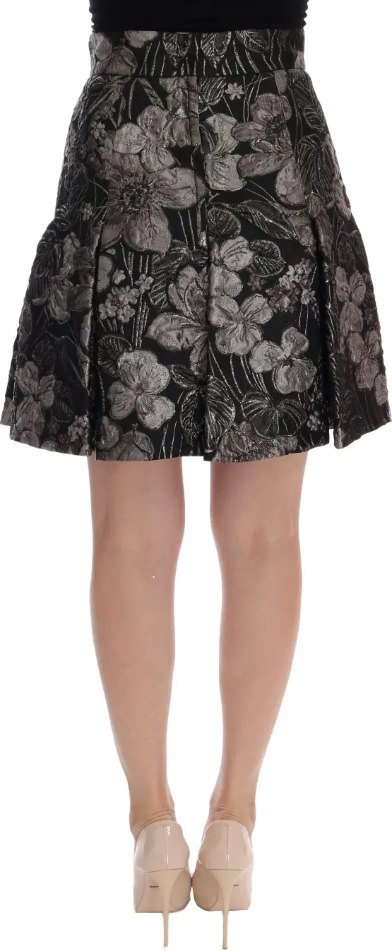 Dolce & Gabbana yubkasi Qora Kumush Brokar Gullar Yubkasi