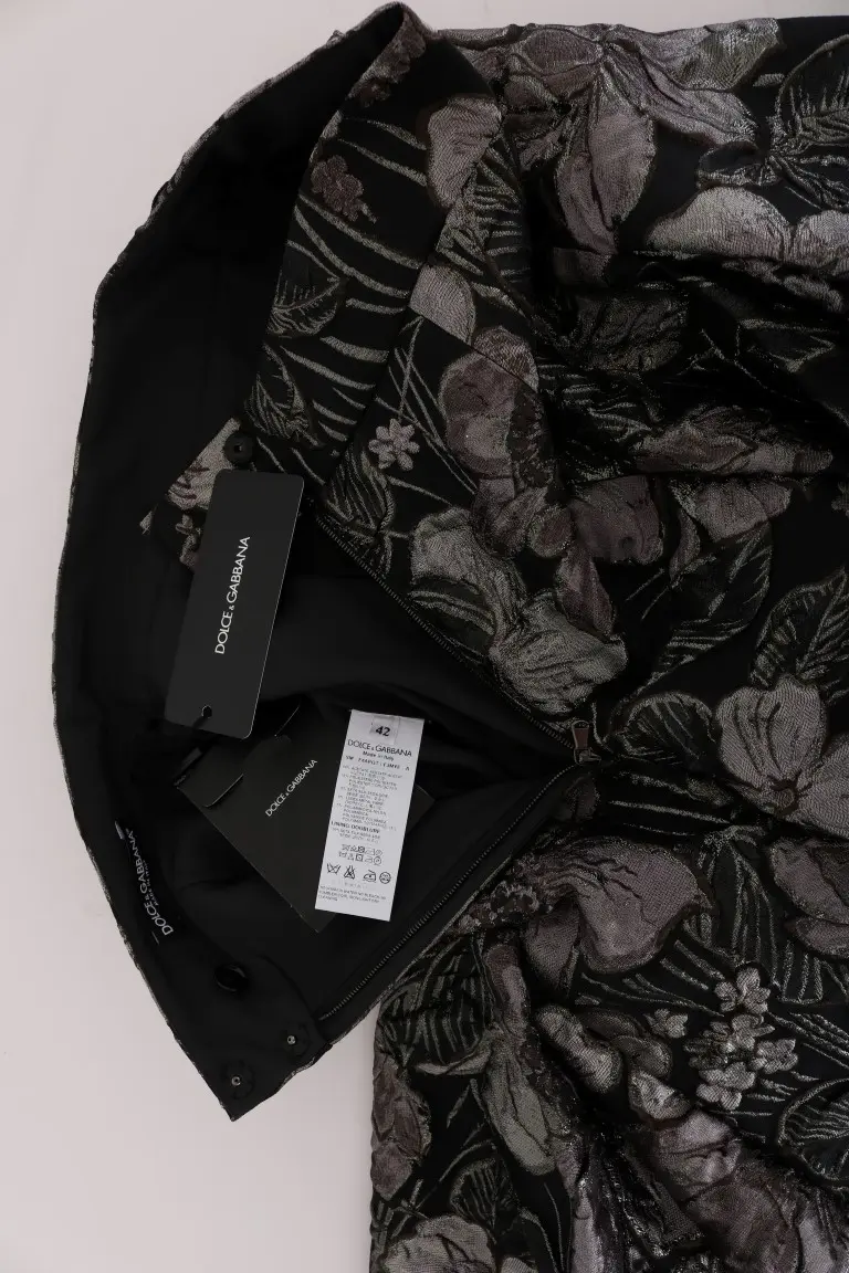 Dolce & Gabbana yubkasi Qora Kumush Brokar Gullar Yubkasi