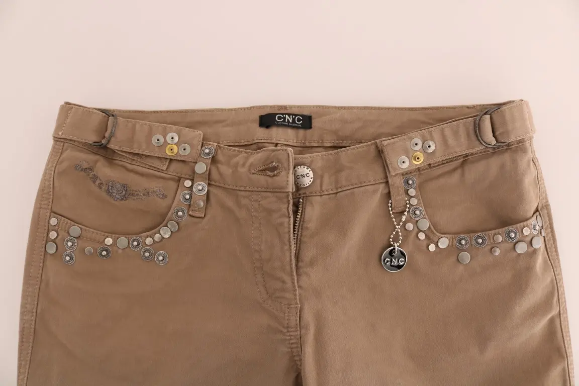 Jeans Costume National Beige Cotton Stretch Slim Fit