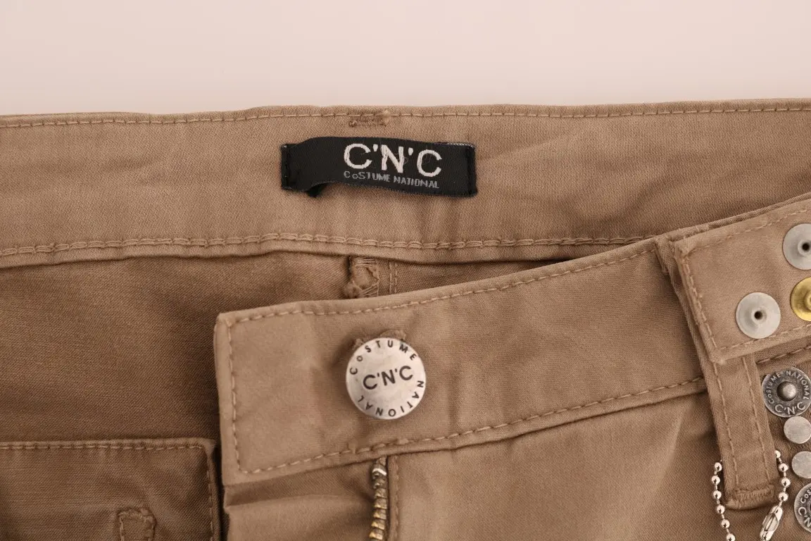 Jeans Costume National Beige Cotton Stretch Slim Fit