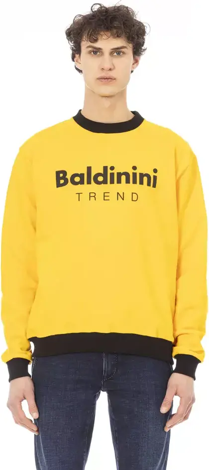 Yellow Cotton Men Sweater