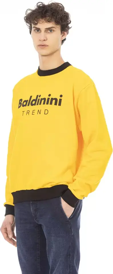 Yellow Cotton Men Sweater
