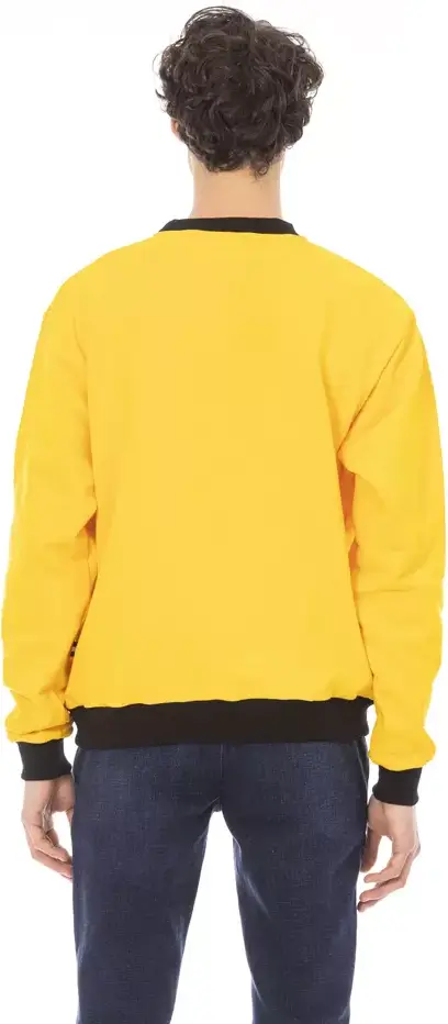 Yellow Cotton Men Sweater