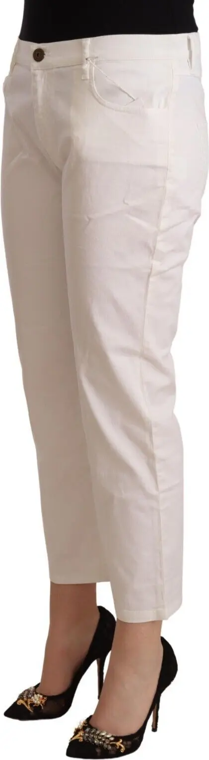 Jeans L'Autre Chose White Cotton Mid Waist Cropped Denim