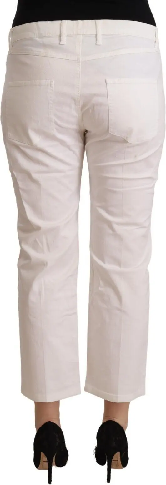 Jeans L'Autre Chose White Cotton Mid Waist Cropped Denim