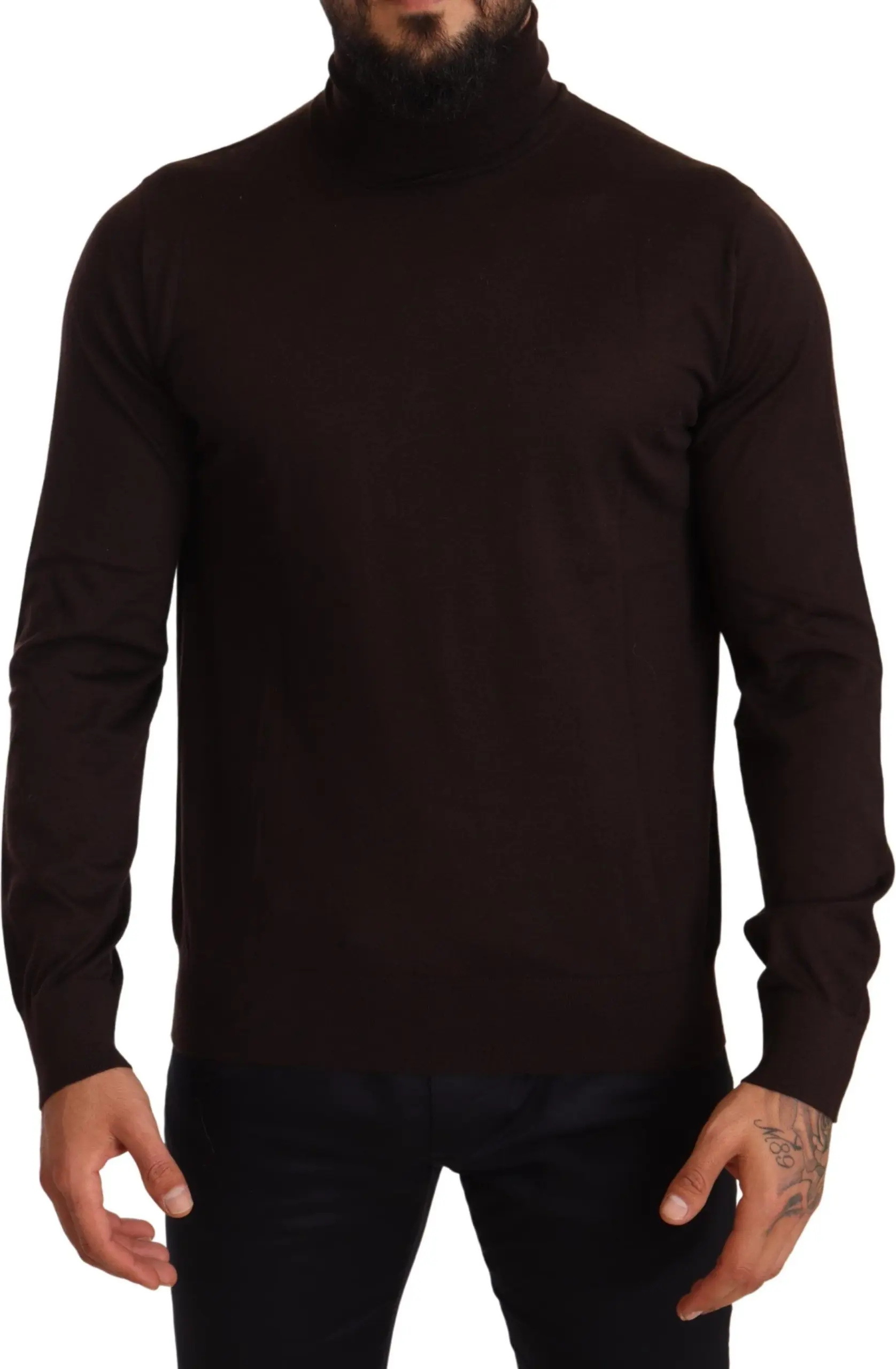 Pullover Sweater Dolce & Gabbana Brown Cashmere Turtleneck