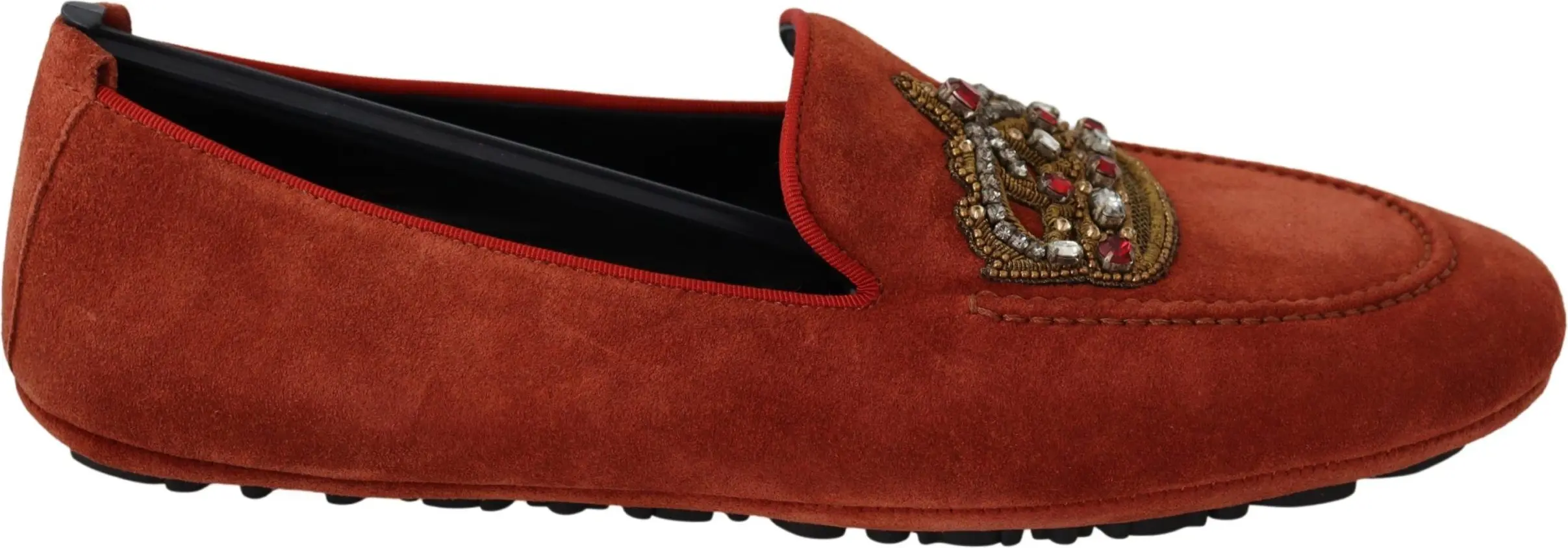 Loafers Shoes Dolce & Gabbana Orange Leather Crystal Crown