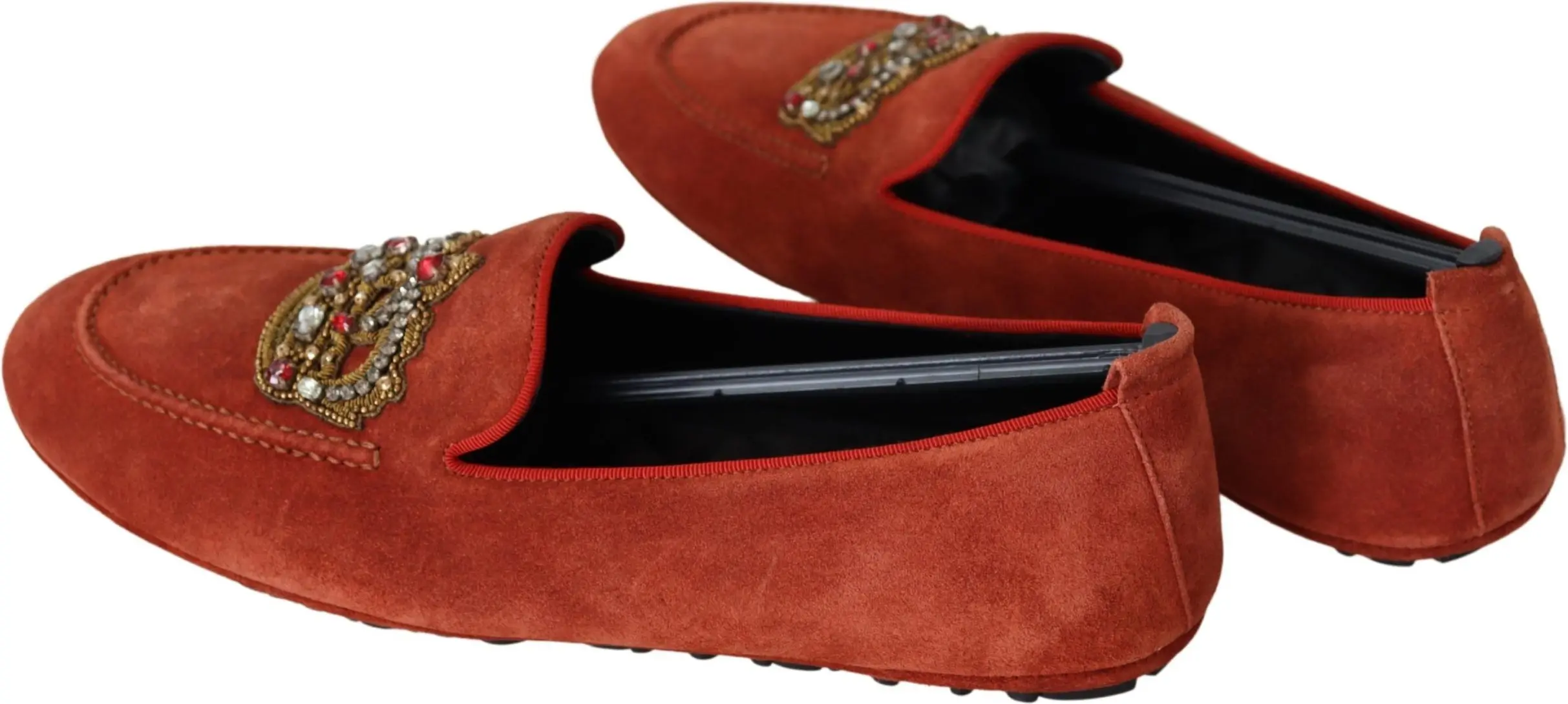 Dolce & Gabbana Orange Loafer Poyabkasi Donali To'qiymali Taxtali