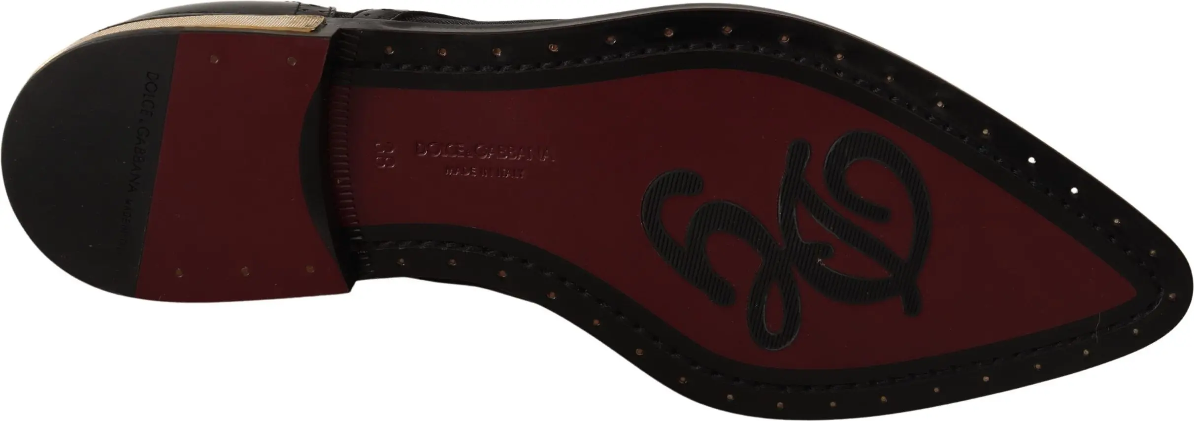 Flats Dolce & Gabbana Brogues Black Leather Broques Sheer Wingtip Shoes