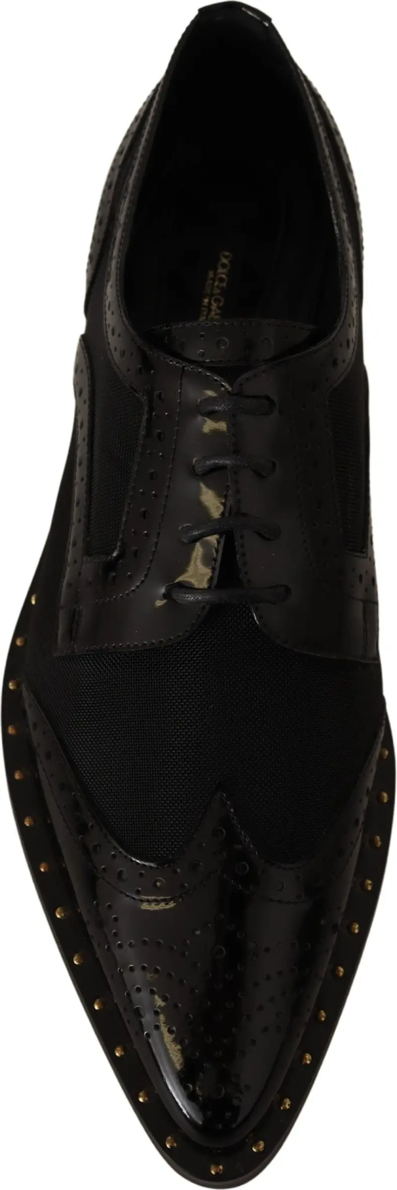 Flats Dolce & Gabbana Brogues Black Leather Broques Sheer Wingtip Shoes