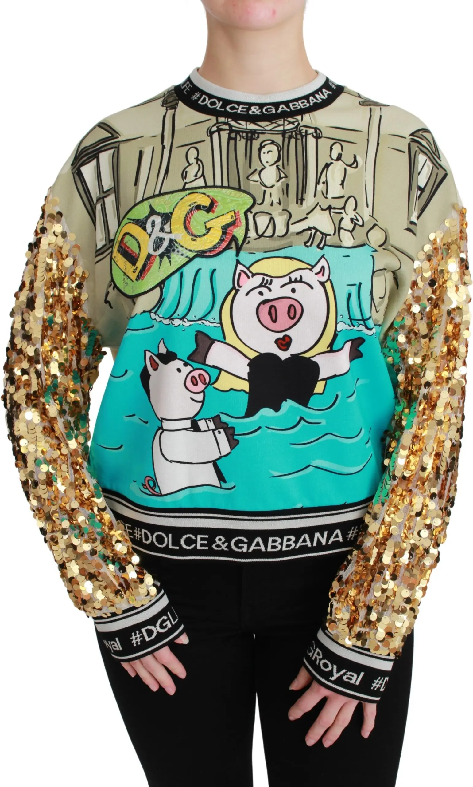Джемпер Dolce & Gabbana Свитер с пайетками «Год Свиньи»