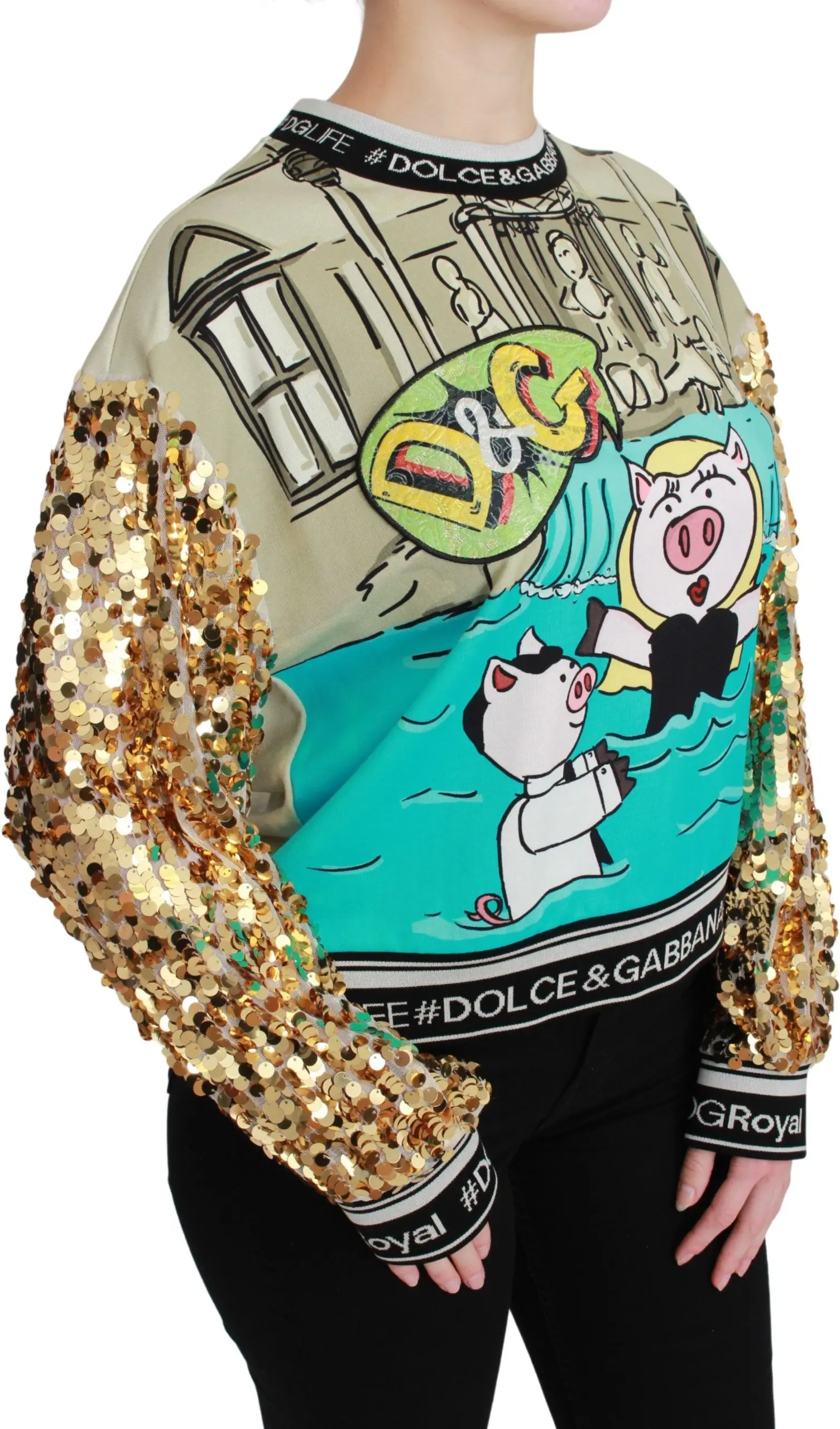 Jumper Dolce & Gabbana Yili Cho'chqasi yil rasmli ustki kiyim