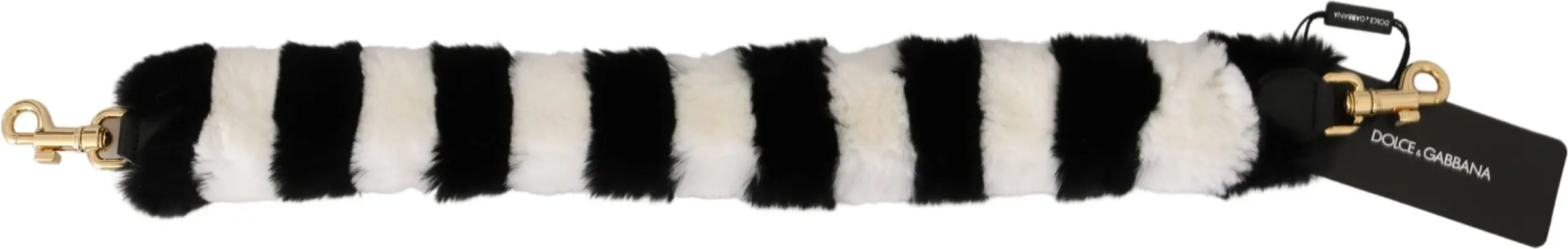 Shoulder Strap Dolce & Gabbana Black White Lapin Fur Accessory