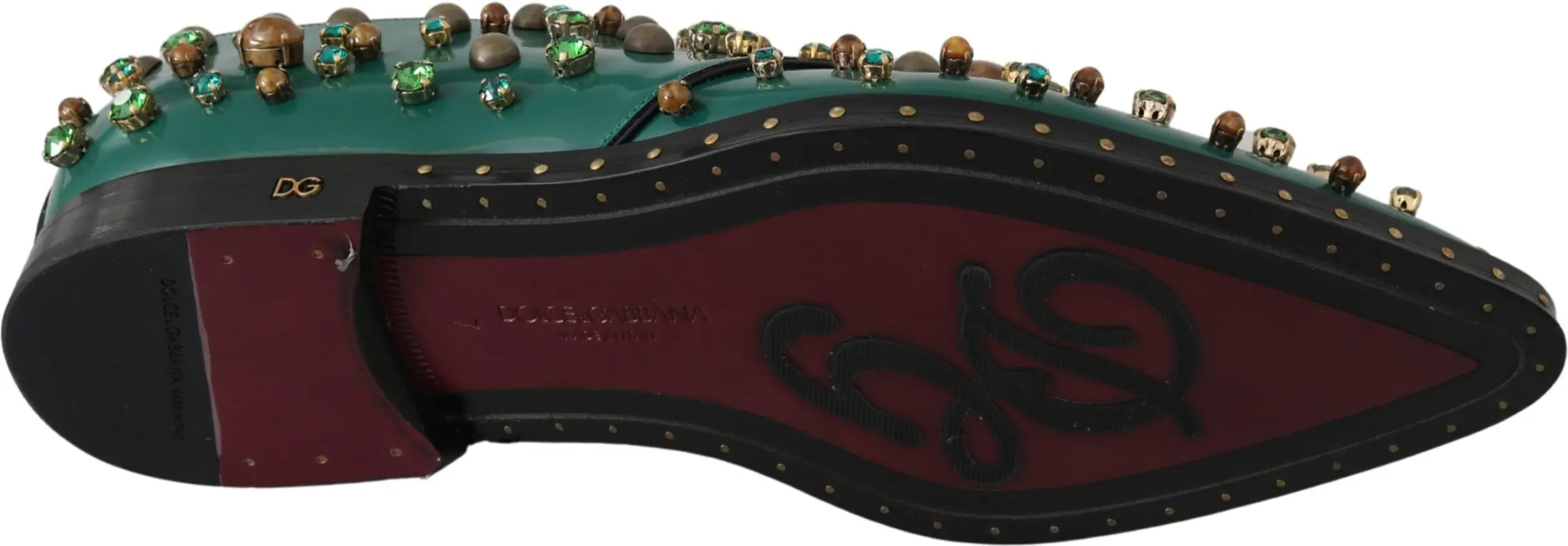Dolce & Gabbana Zambil Kiyimi Yashil Charm Yaltiroq Toshlar