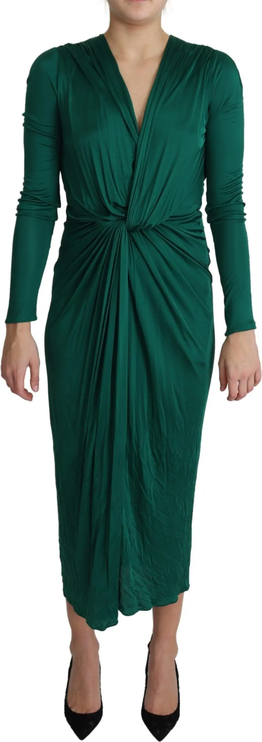 Dress Dolce & Gabbana Green Fitted Silhouette Midi Viscose Dress
