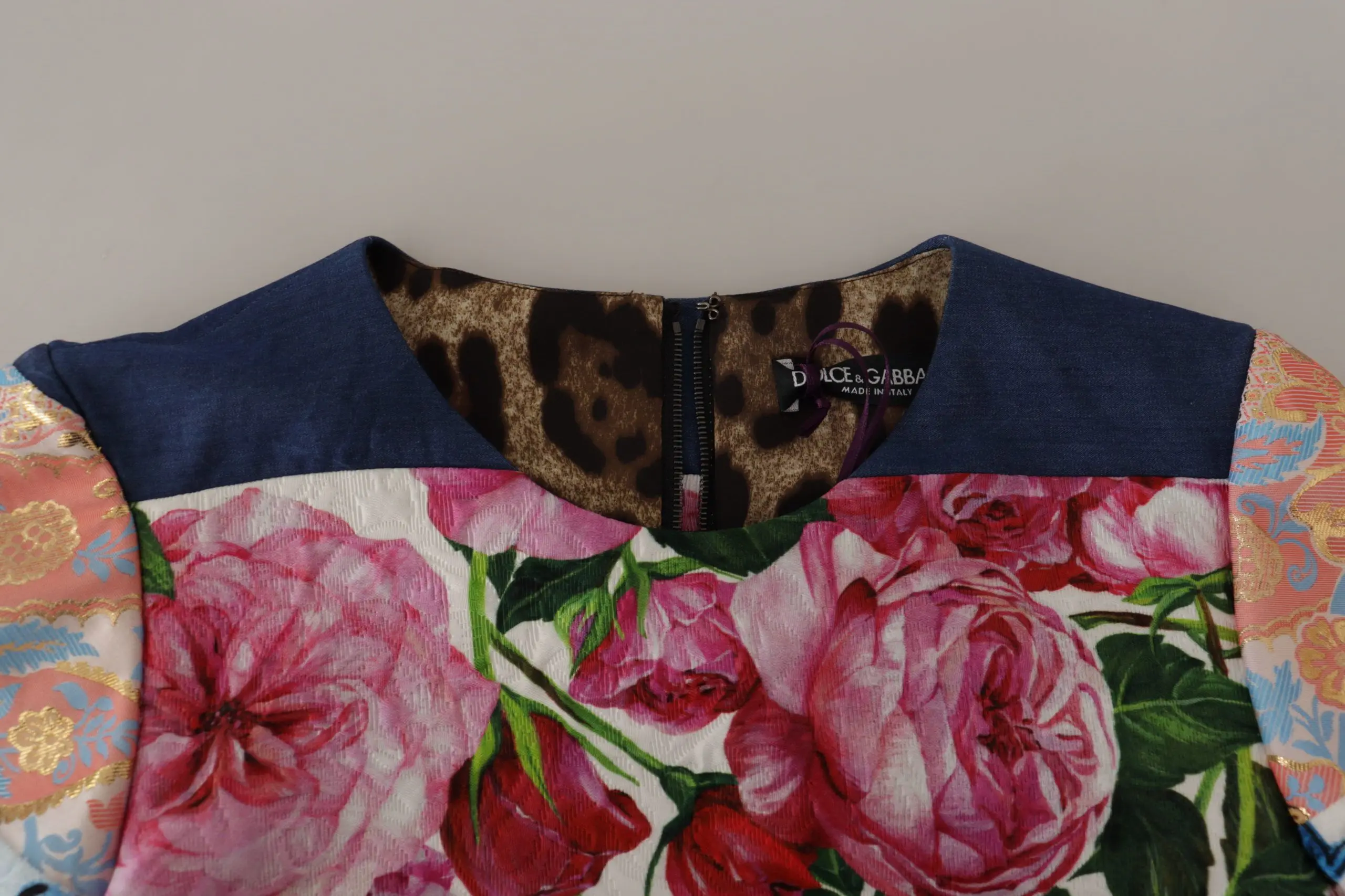 Платье Dolce & Gabbana Multicolor с лоскутным цветочным узором, футляр, мини-платье из жаккарда