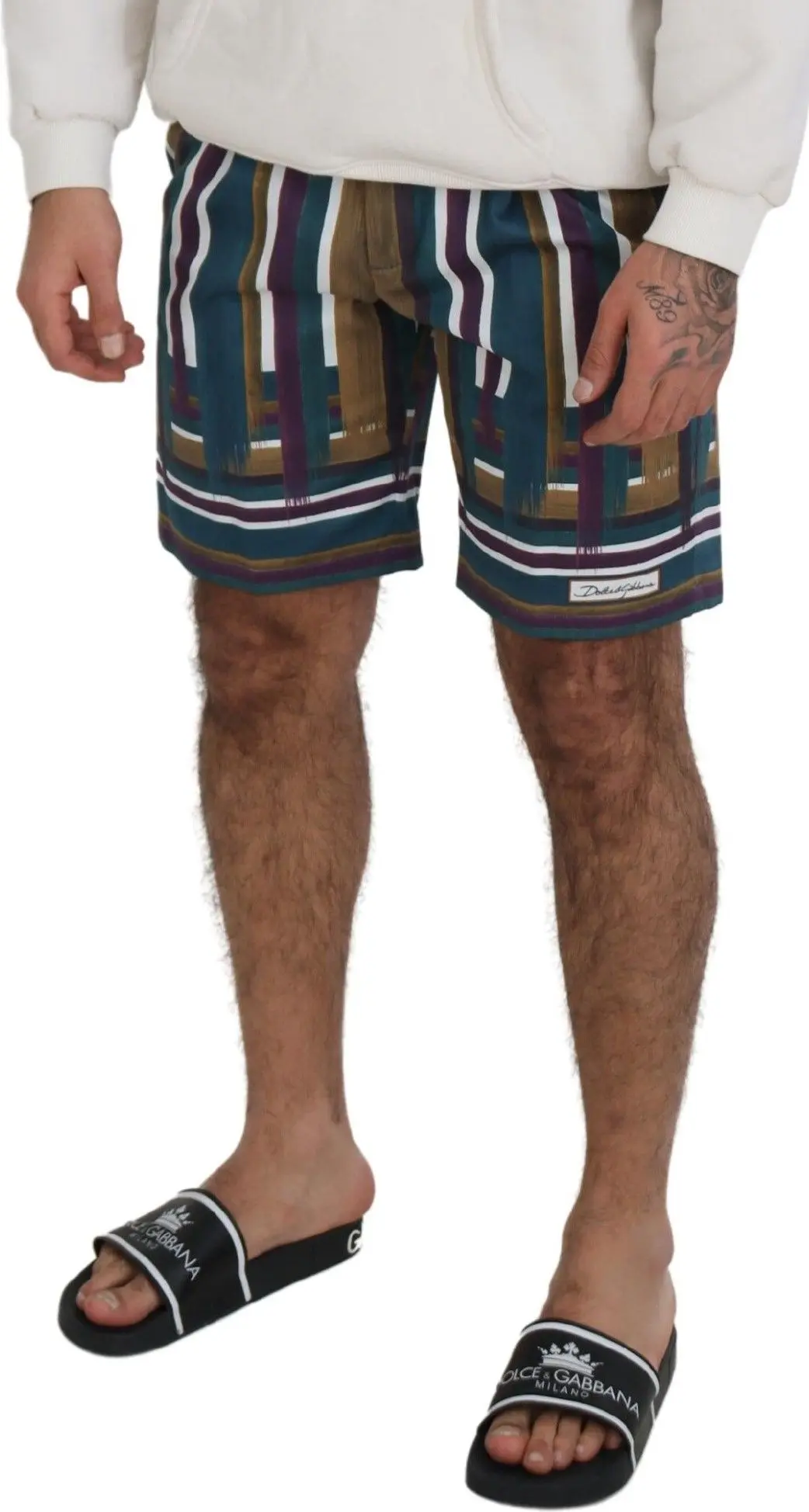 Shorts Dolce & Gabbana Multicolor Striped Stretch Cotton